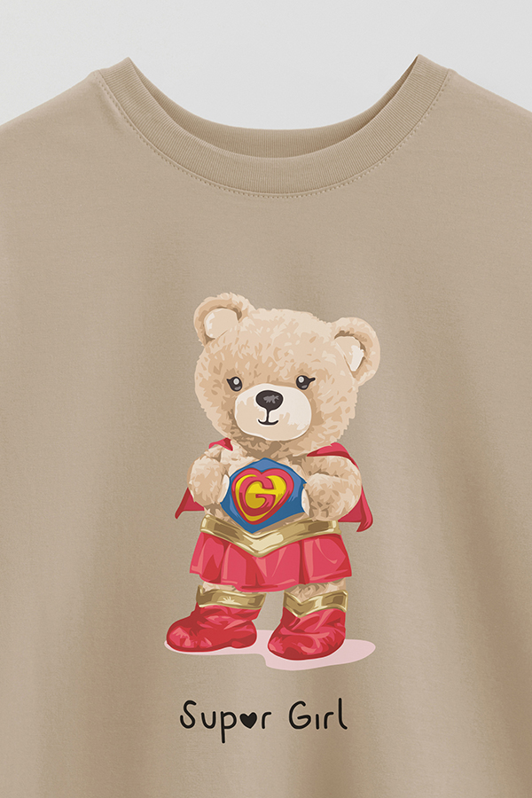 REMERA OVER ESTAMPADA UNISEX TEDDY SUPER GIRL