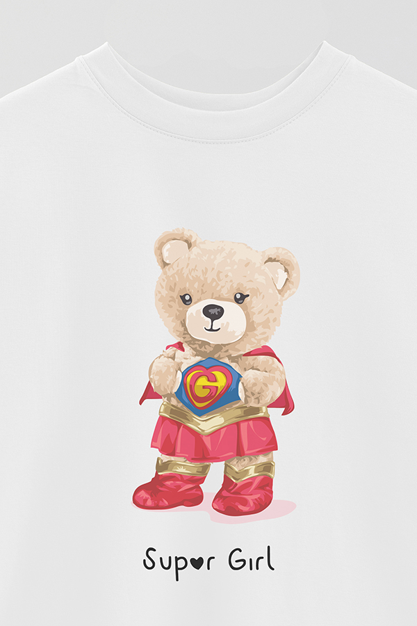REMERA OVER ESTAMPADA UNISEX TEDDY SUPER GIRL