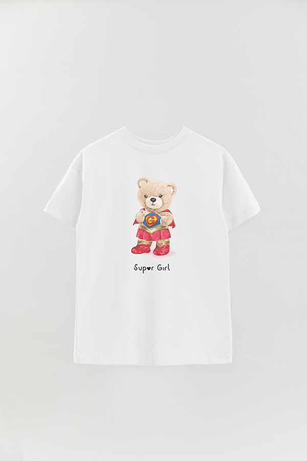 REMERA OVER ESTAMPADA UNISEX TEDDY SUPER GIRL