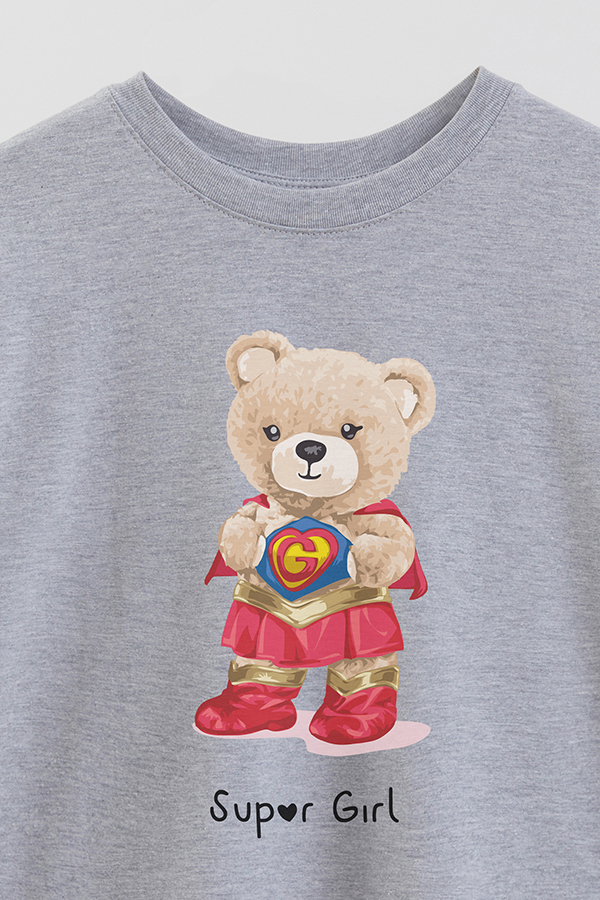 REMERA OVER ESTAMPADA UNISEX TEDDY SUPER GIRL