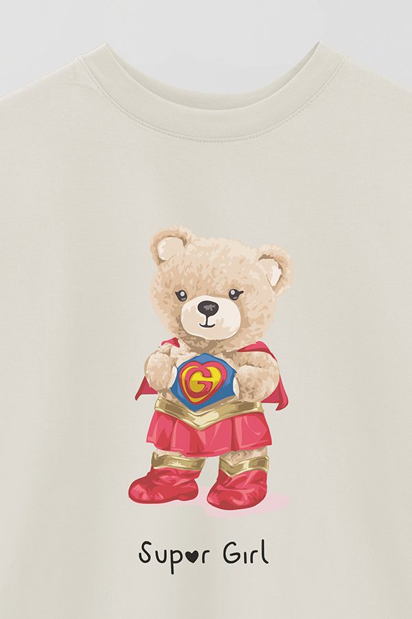 REMERA OVER ESTAMPADA UNISEX TEDDY SUPER GIRL
