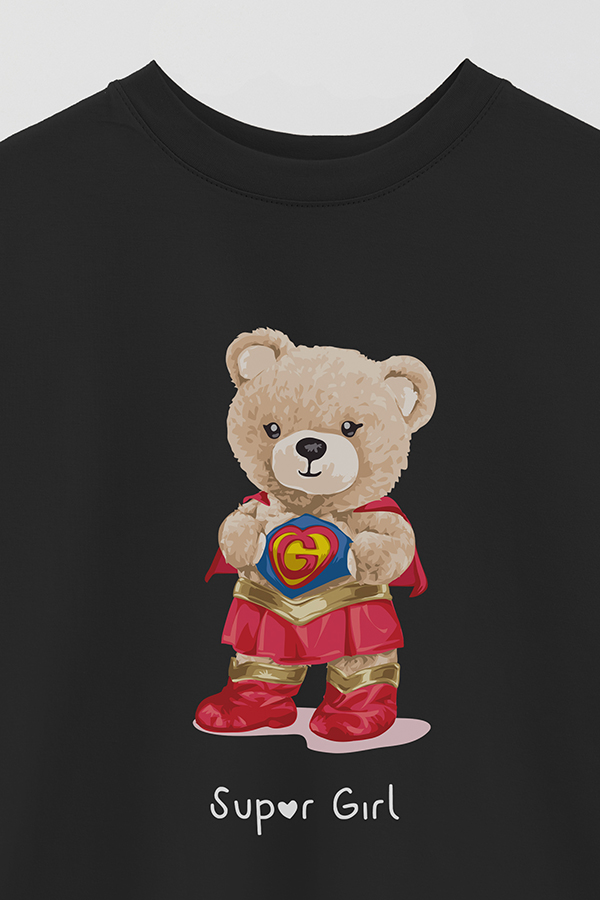 REMERA OVER ESTAMPADA UNISEX TEDDY SUPER GIRL