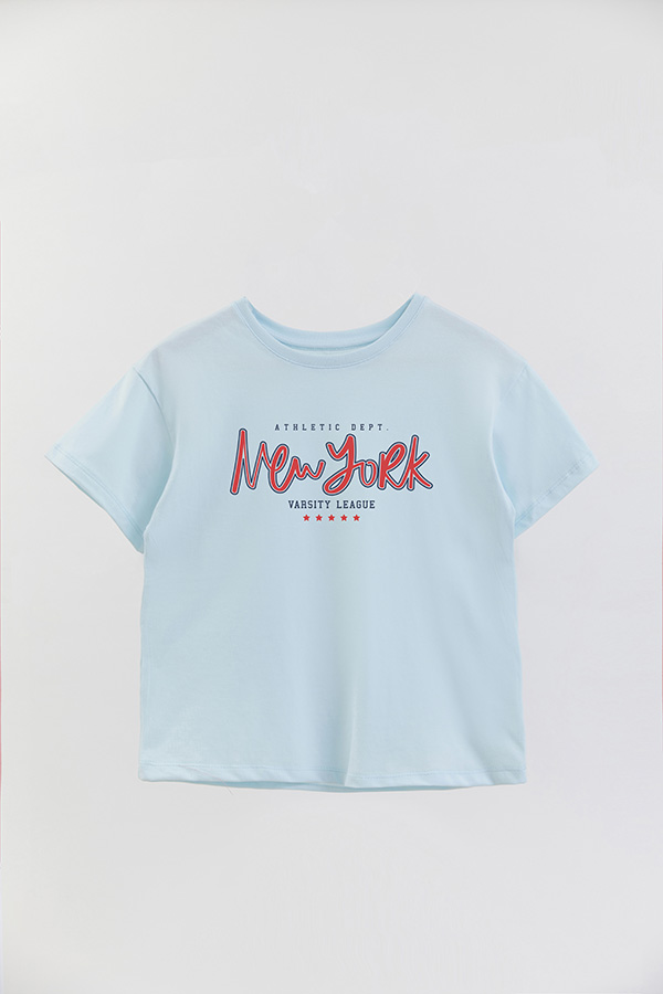 REMERA GIRL OVER NEW YORK VARSITY