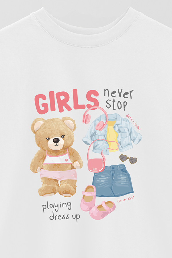 REMERA OVER ESTAMPADA UNISEX TEDDY NEVER STOP