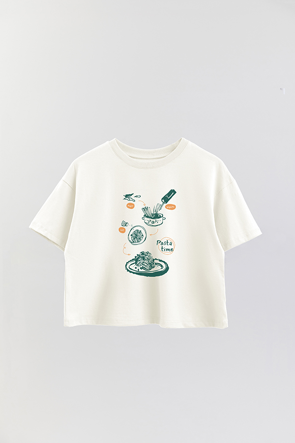 REMERA CROP ESTAMPADA ITALY PASTA TIME
