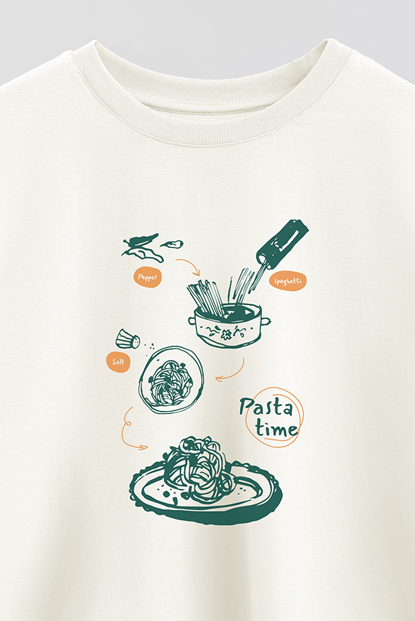 REMERA CROP ESTAMPADA ITALY PASTA TIME