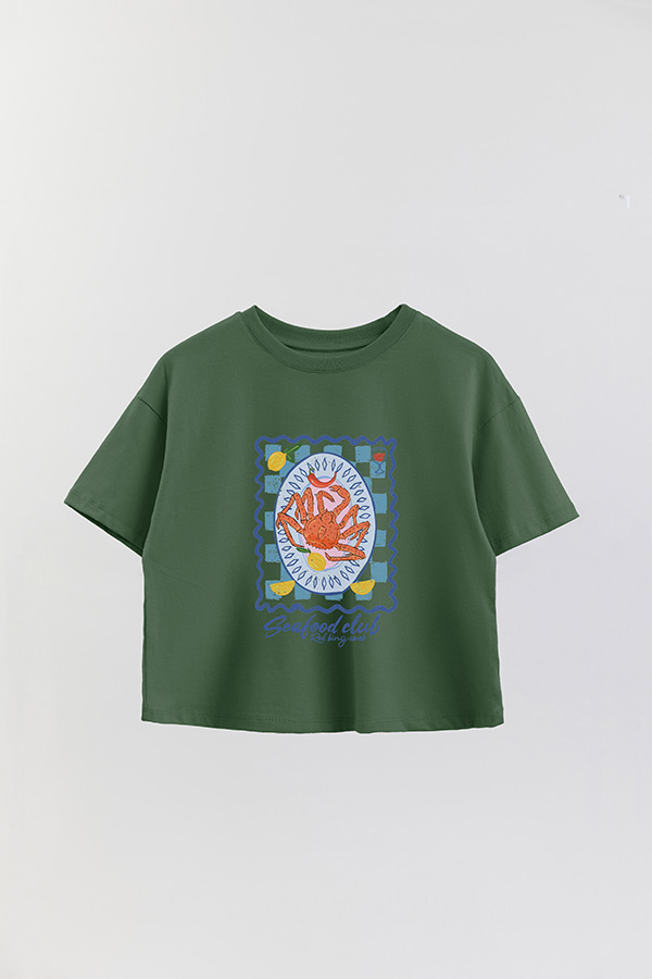 REMERA CROP ESTAMPADA SF SEAFOOD CLUB