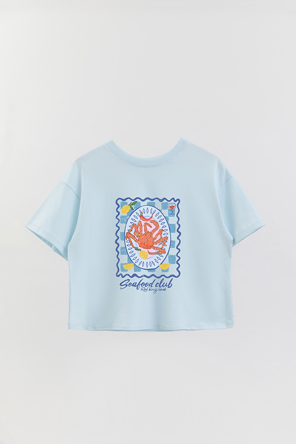 REMERA CROP ESTAMPADA SF SEAFOOD CLUB
