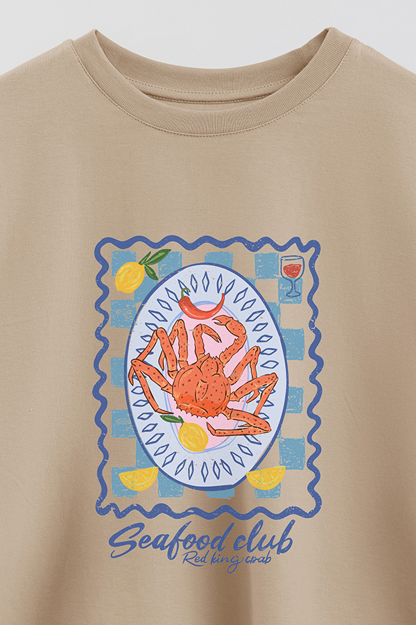 REMERA CROP ESTAMPADA SF SEAFOOD CLUB