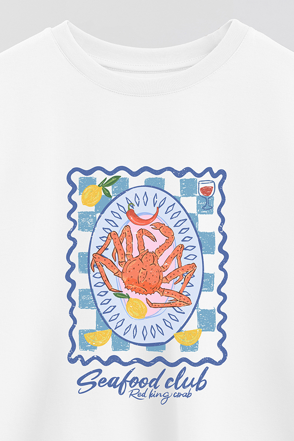 REMERA CROP ESTAMPADA SF SEAFOOD CLUB