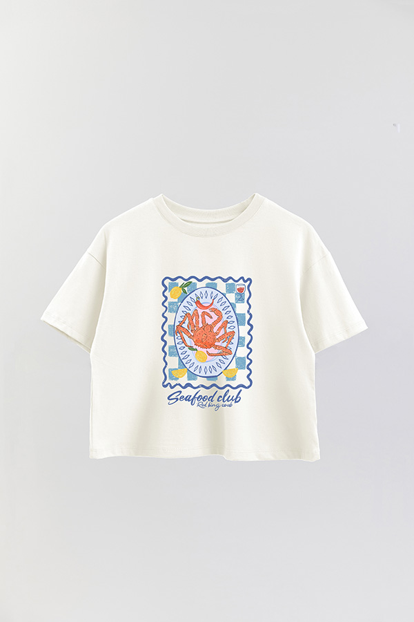 REMERA CROP ESTAMPADA SF SEAFOOD CLUB
