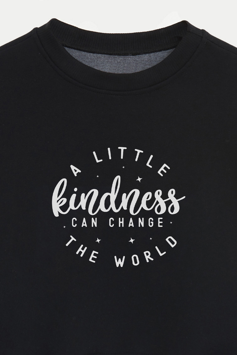 BUZO CROP ESTAMPADO MINIMAL LOVE WORLD