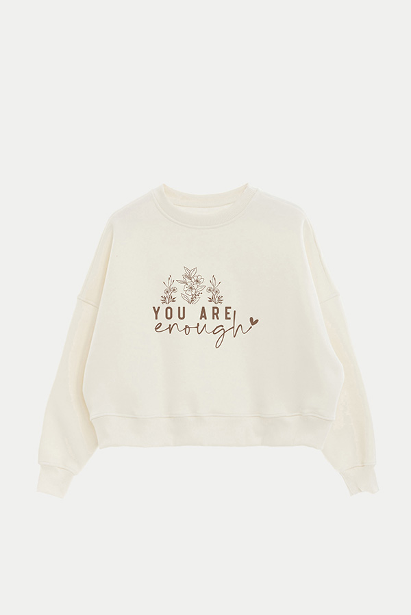 BUZO CROP ESTAMPADO MINIMAL LOVE ENOUGH