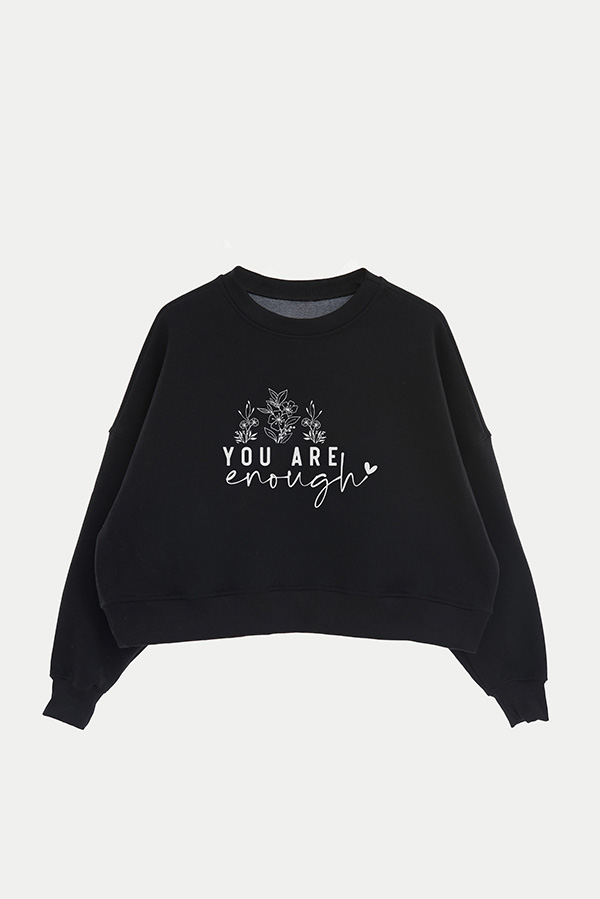 BUZO CROP ESTAMPADO MINIMAL LOVE ENOUGH