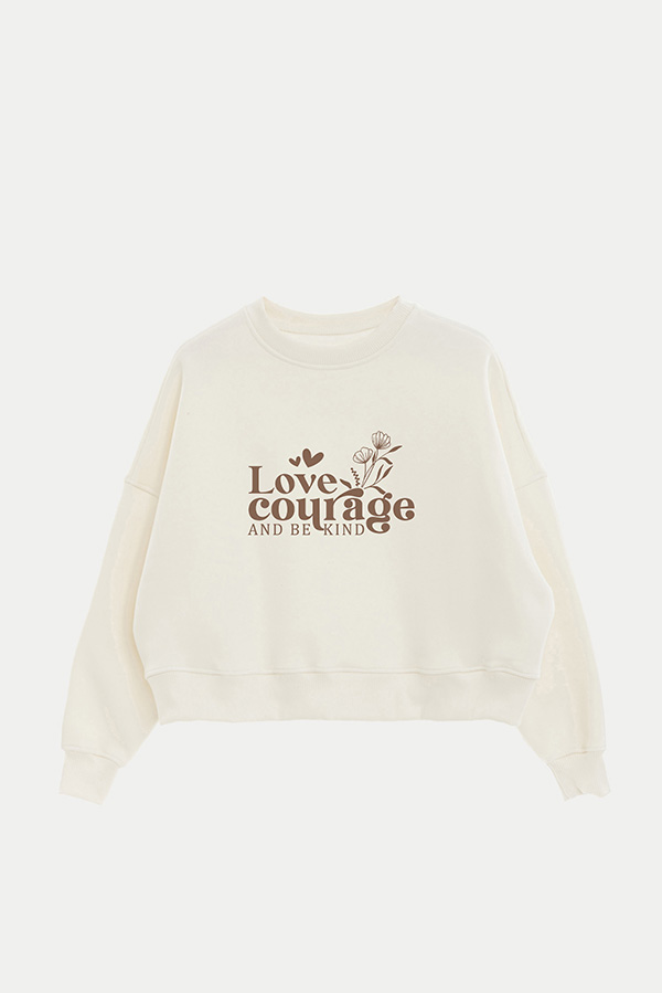 BUZO CROP ESTAMPADO MINIMAL LOVE COURAGE