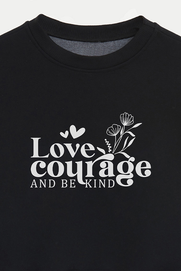 BUZO CROP ESTAMPADO MINIMAL LOVE COURAGE