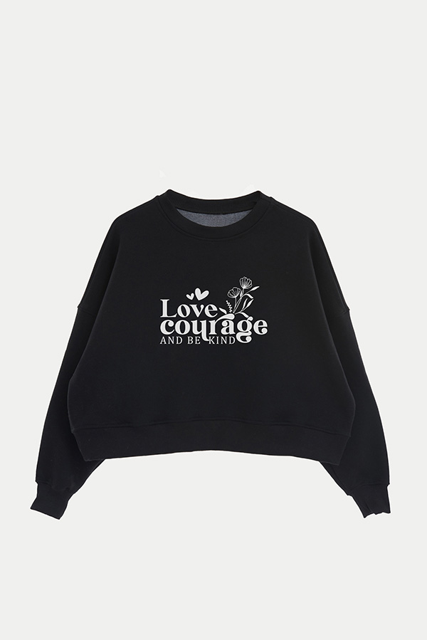 BUZO CROP ESTAMPADO MINIMAL LOVE COURAGE