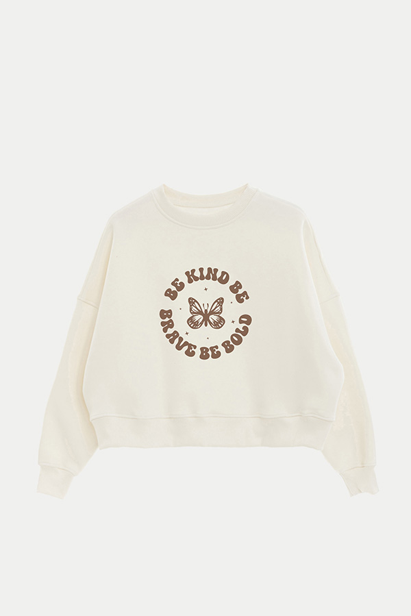 BUZO CROP ESTAMPADO MINIMAL LOVE BE BRAVE