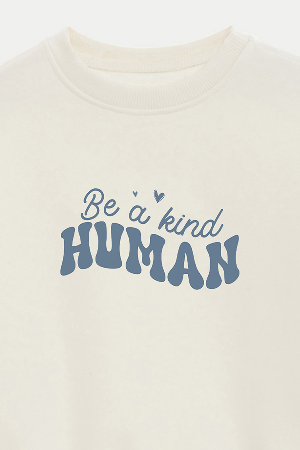 BUZO CROP ESTAMPADO MINIMAL LOVE BE A KIND HUMAN