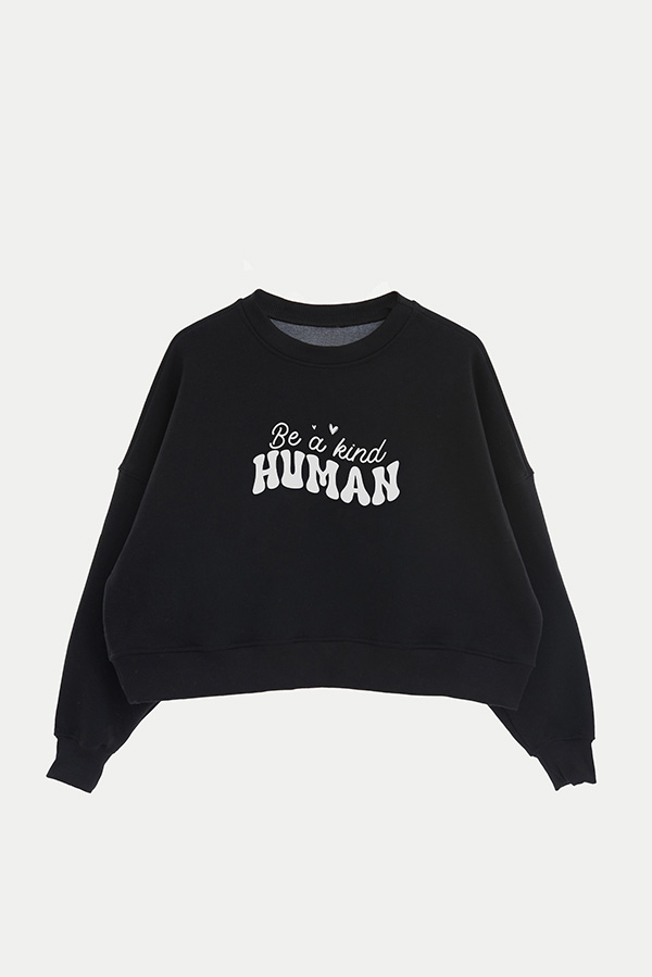 BUZO CROP ESTAMPADO MINIMAL LOVE BE A KIND HUMAN