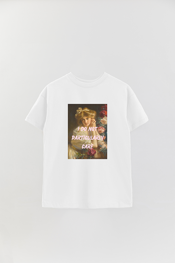 REMERA OVER ESTAMPADA ART COLLECTION 70 I DO NOT PARTICULARLY CARE