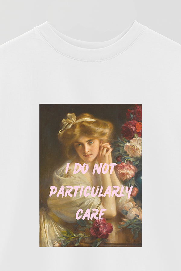 REMERA OVER ESTAMPADA ART COLLECTION 70 I DO NOT PARTICULARLY CARE