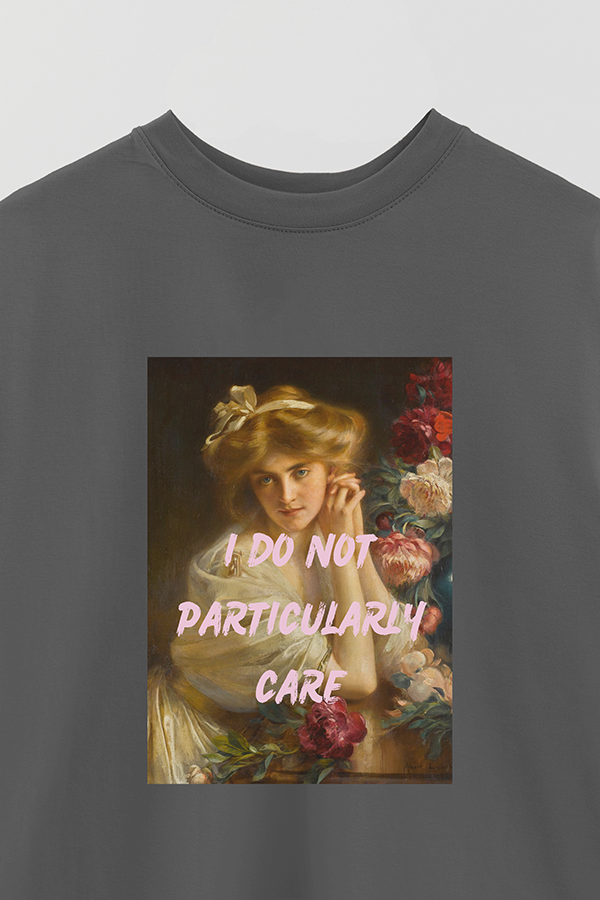 REMERA OVER ESTAMPADA ART COLLECTION 70 I DO NOT PARTICULARLY CARE