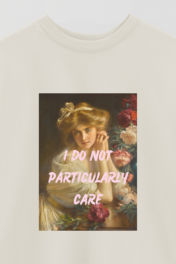 REMERA OVER ESTAMPADA ART COLLECTION 70 I DO NOT PARTICULARLY CARE