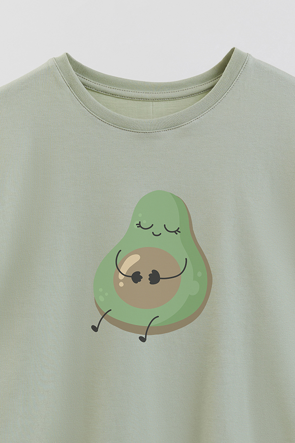 REMERA GIRL OVER FRUIT AVOCADO FACE