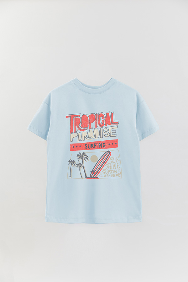 REMERA OVER ESTAMPADA TROPICAL PARADISE