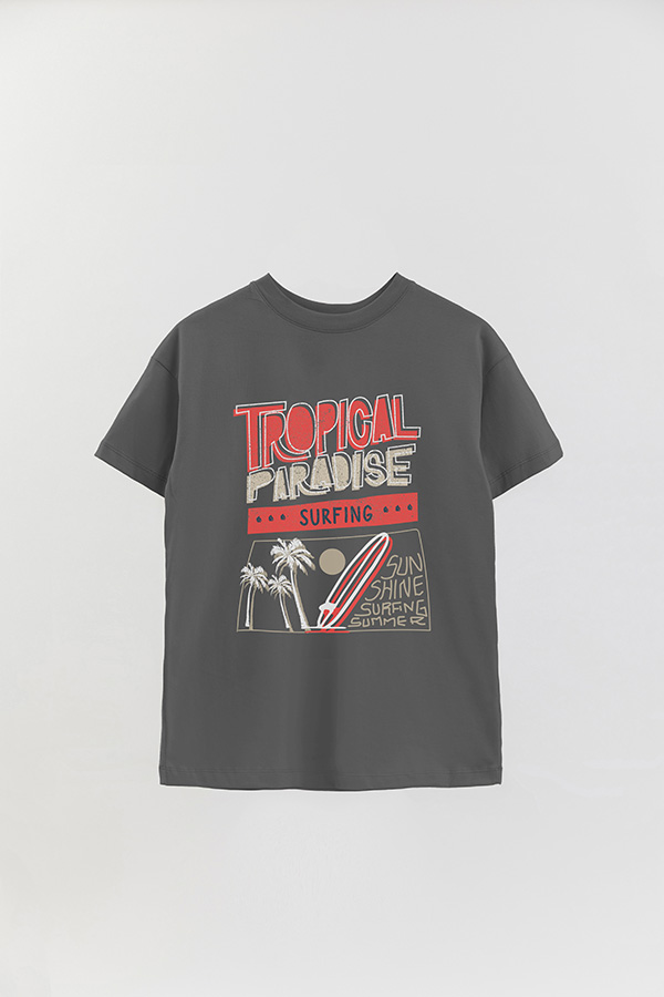 REMERA OVER ESTAMPADA TROPICAL PARADISE