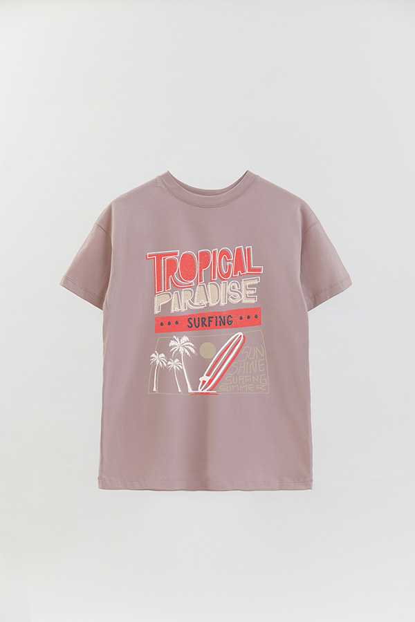 REMERA OVER ESTAMPADA TROPICAL PARADISE