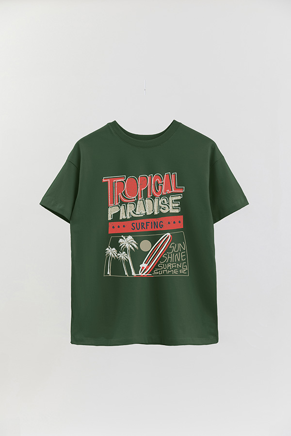 REMERA OVER ESTAMPADA TROPICAL PARADISE