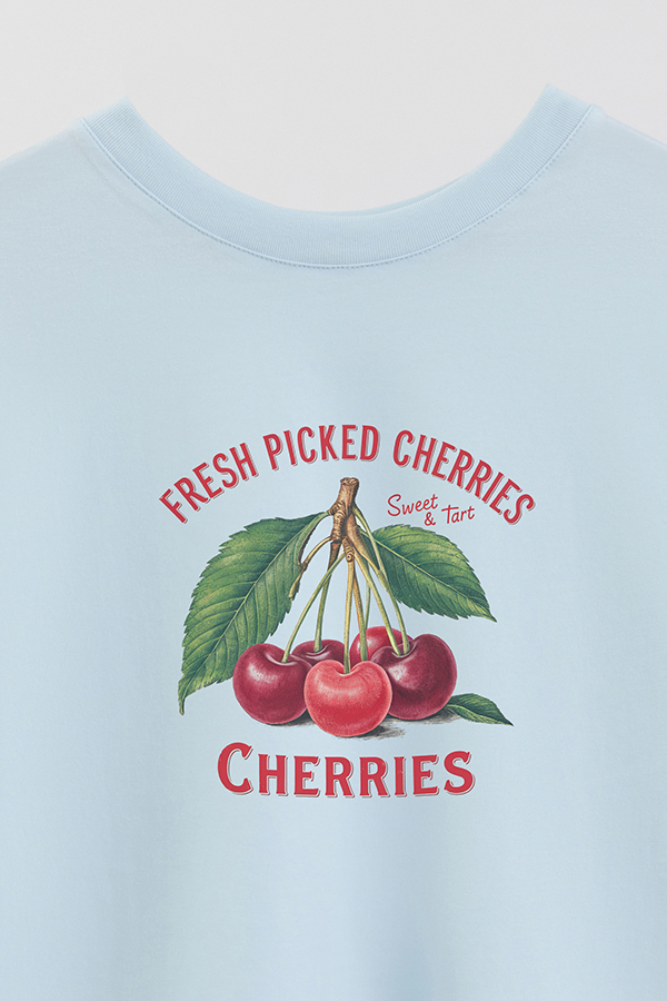 REMERA CROP ESTAMPADA HARVEST FRESH PICKED CHERRIES