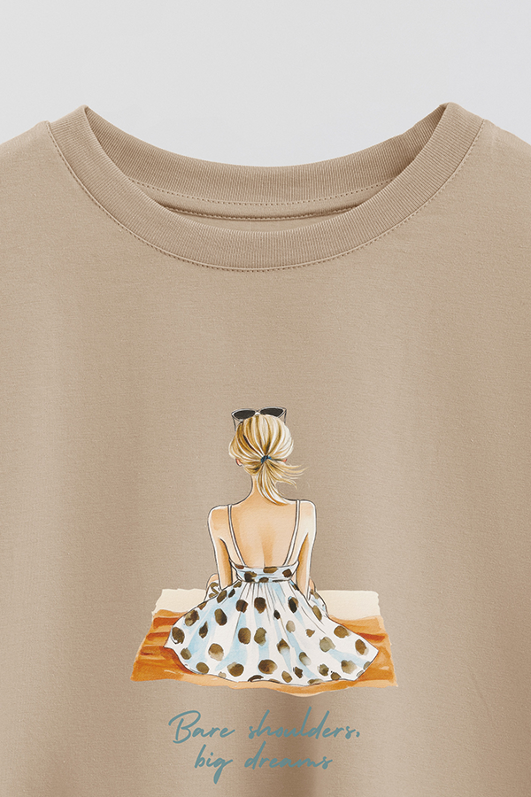 REMERA CROP ESTAMPADA COASTAL BARE SHOULDERS