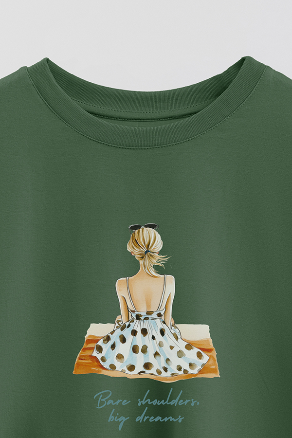 REMERA CROP ESTAMPADA COASTAL BARE SHOULDERS