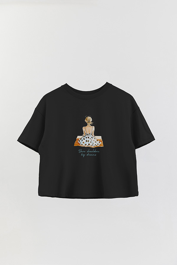 REMERA CROP ESTAMPADA COASTAL BARE SHOULDERS