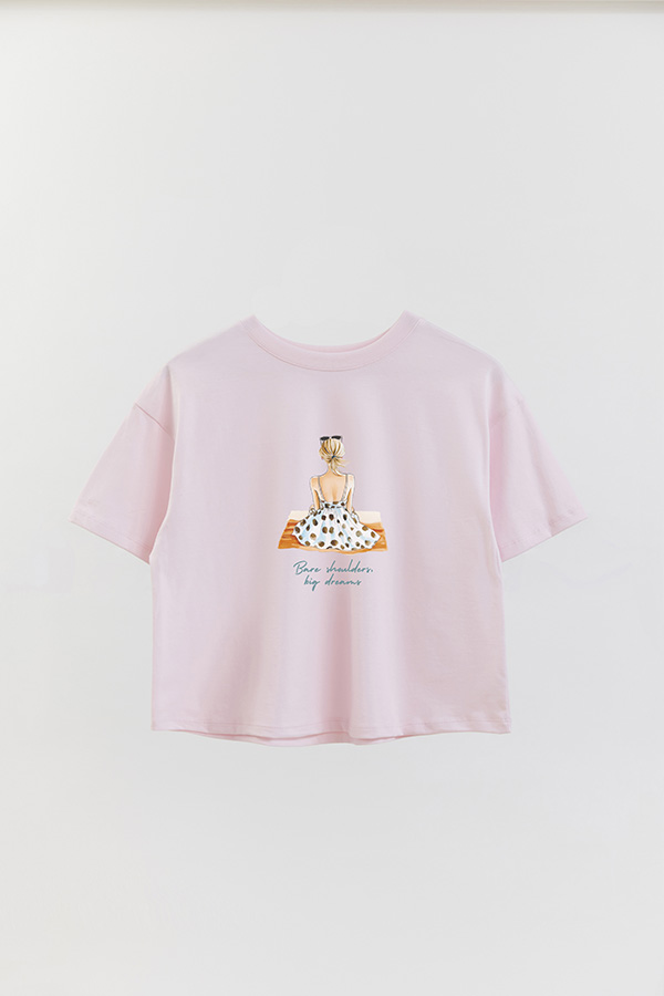 REMERA CROP ESTAMPADA COASTAL BARE SHOULDERS