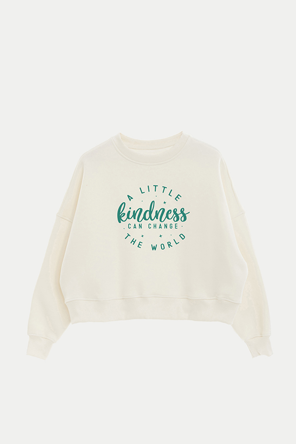 BUZO CROP FRISA ESTAMPADO MINIMAL LOVE WORLD