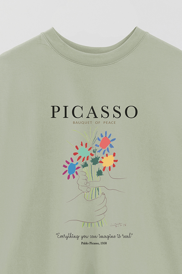 REMERA OVER ESTAMPADA ART COLLECTION PICASSO BAUQUET OF PEACE