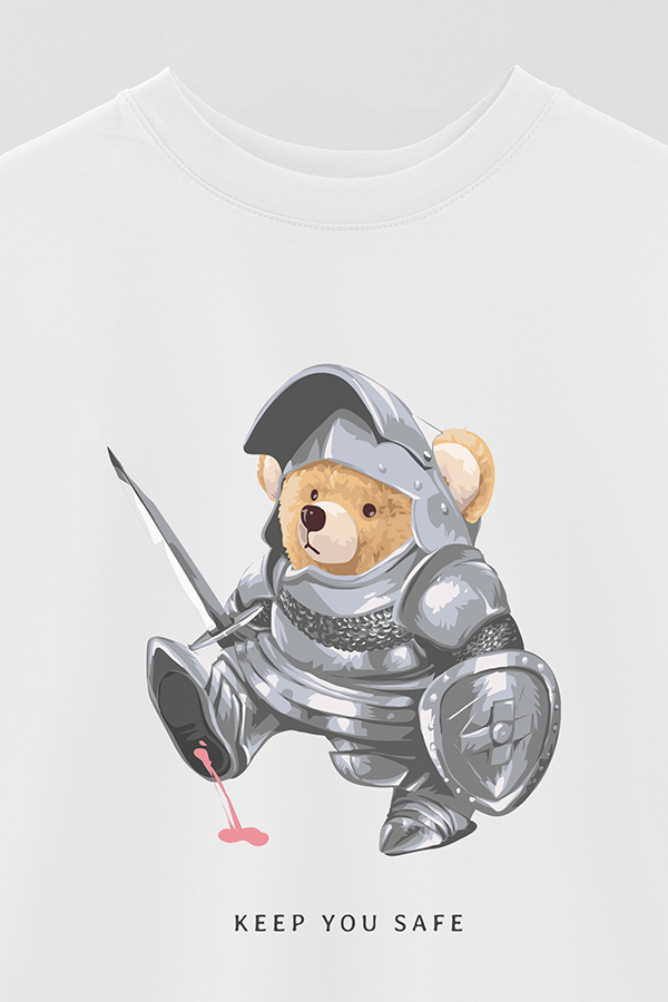 REMERA OVER ESTAMPADA UNISEX TEDDY KEEP YOU SAFE