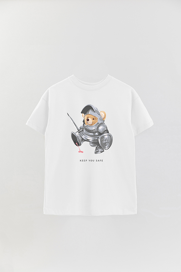 REMERA OVER ESTAMPADA UNISEX TEDDY KEEP YOU SAFE