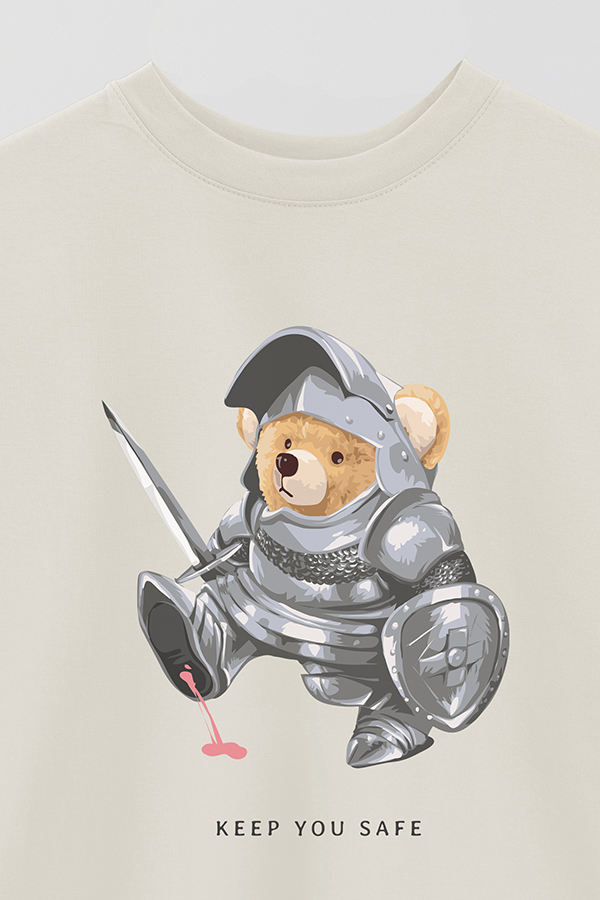 REMERA OVER ESTAMPADA UNISEX TEDDY KEEP YOU SAFE