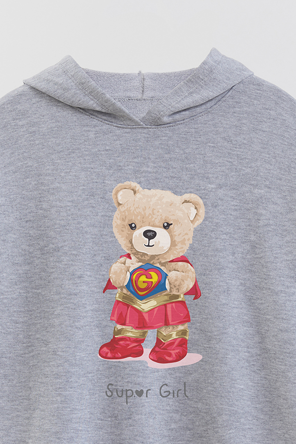HOODIE RUSTICO KID TEDDY SUPER GIRL