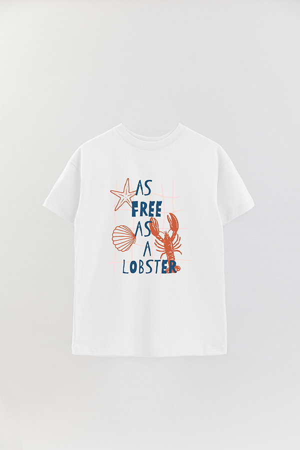REMERA OVER ESTAMPADA AS FREE AS A LOBSTER