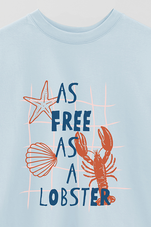 REMERA OVER ESTAMPADA AS FREE AS A LOBSTER