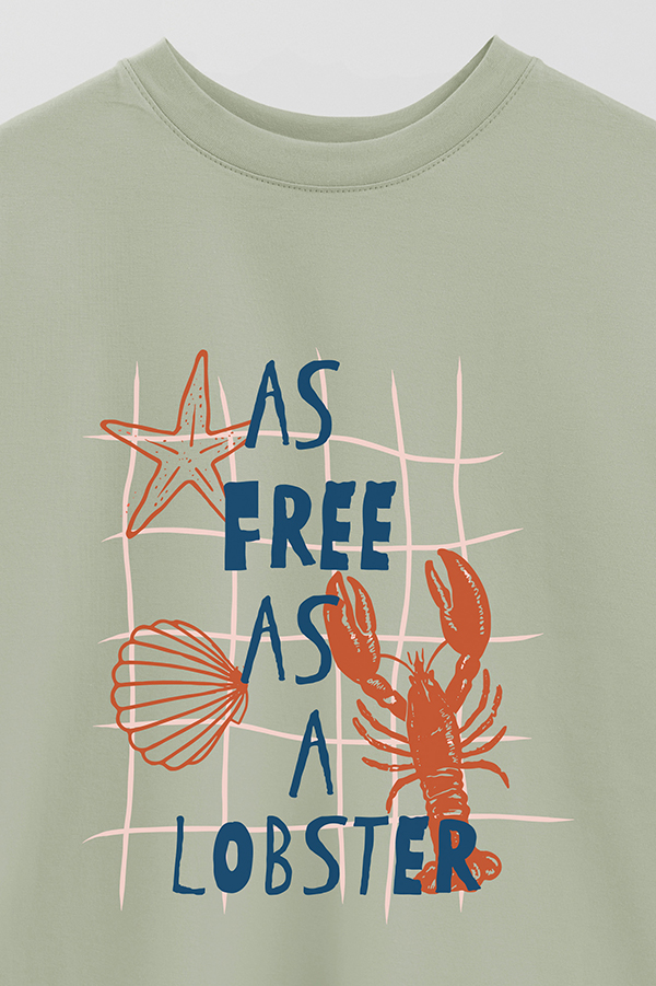 REMERA OVER ESTAMPADA AS FREE AS A LOBSTER