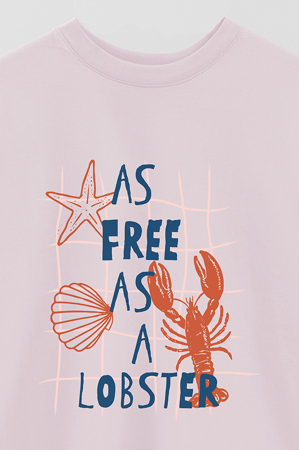 REMERA OVER ESTAMPADA AS FREE AS A LOBSTER