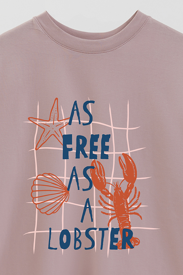 REMERA OVER ESTAMPADA AS FREE AS A LOBSTER