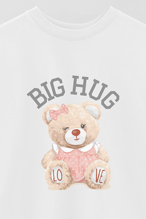 REMERA OVER ESTAMPADA UNISEX TEDDY PINK HUG